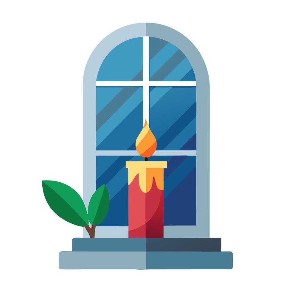 Festive Candlelight at the Window vector