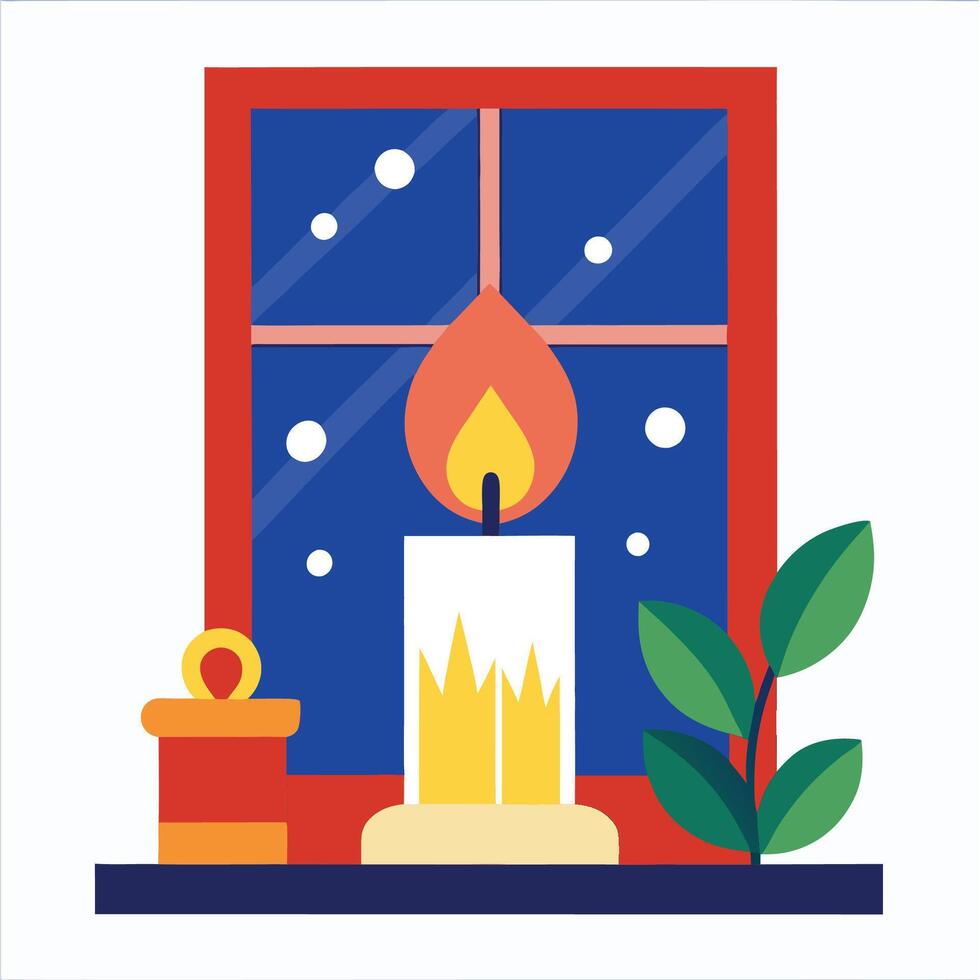 Winter Glow with a Christmas Candle vector