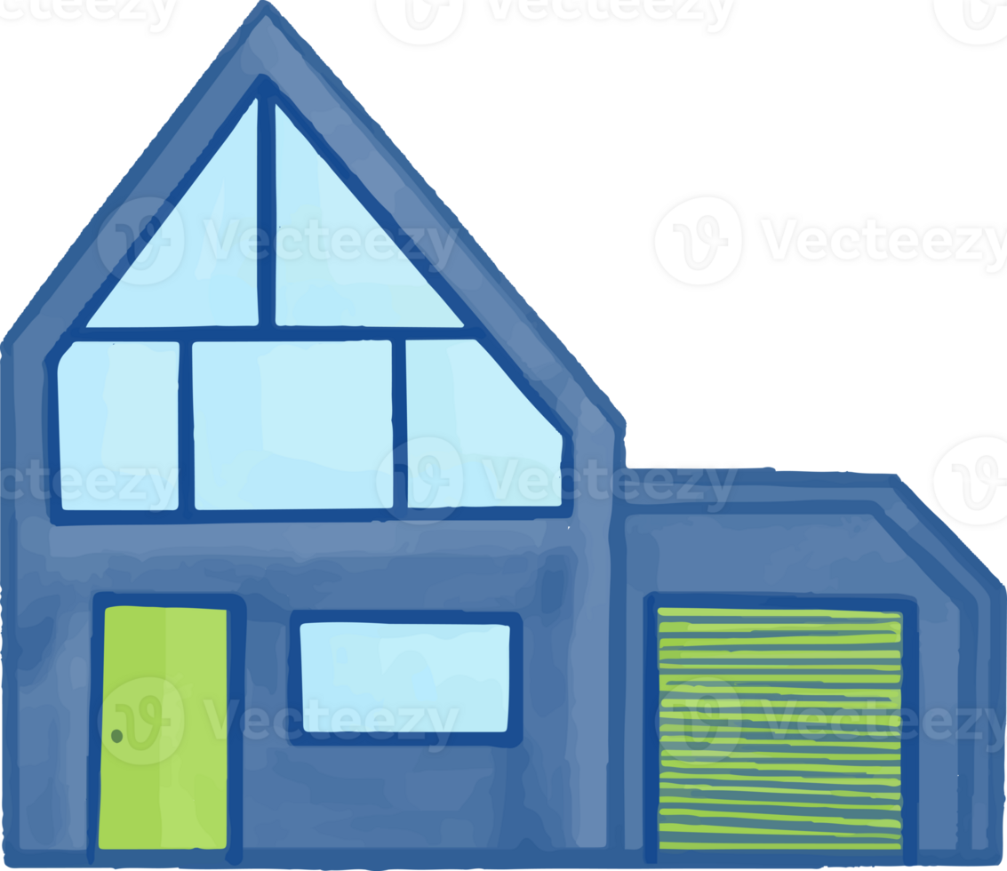 Cute modern house illustration png