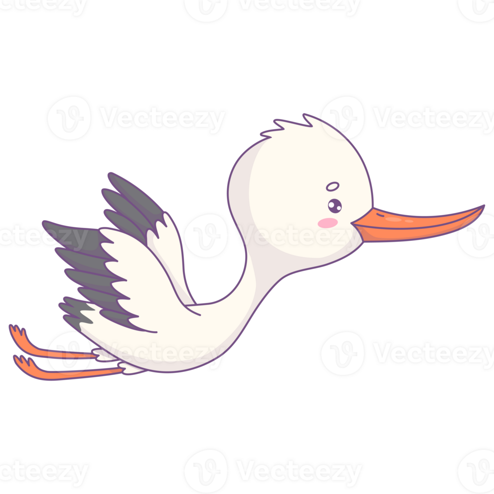 Cute flying Stork sticker png