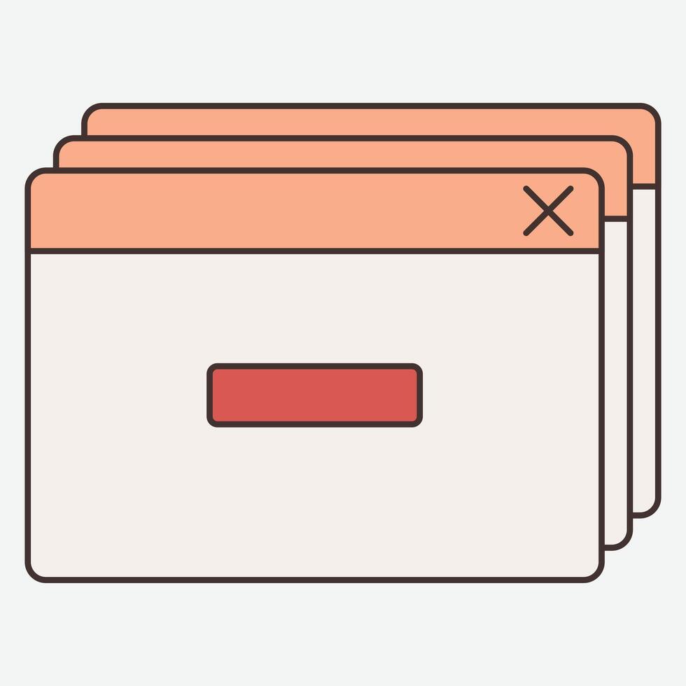 A browser window with a red cross on it vector