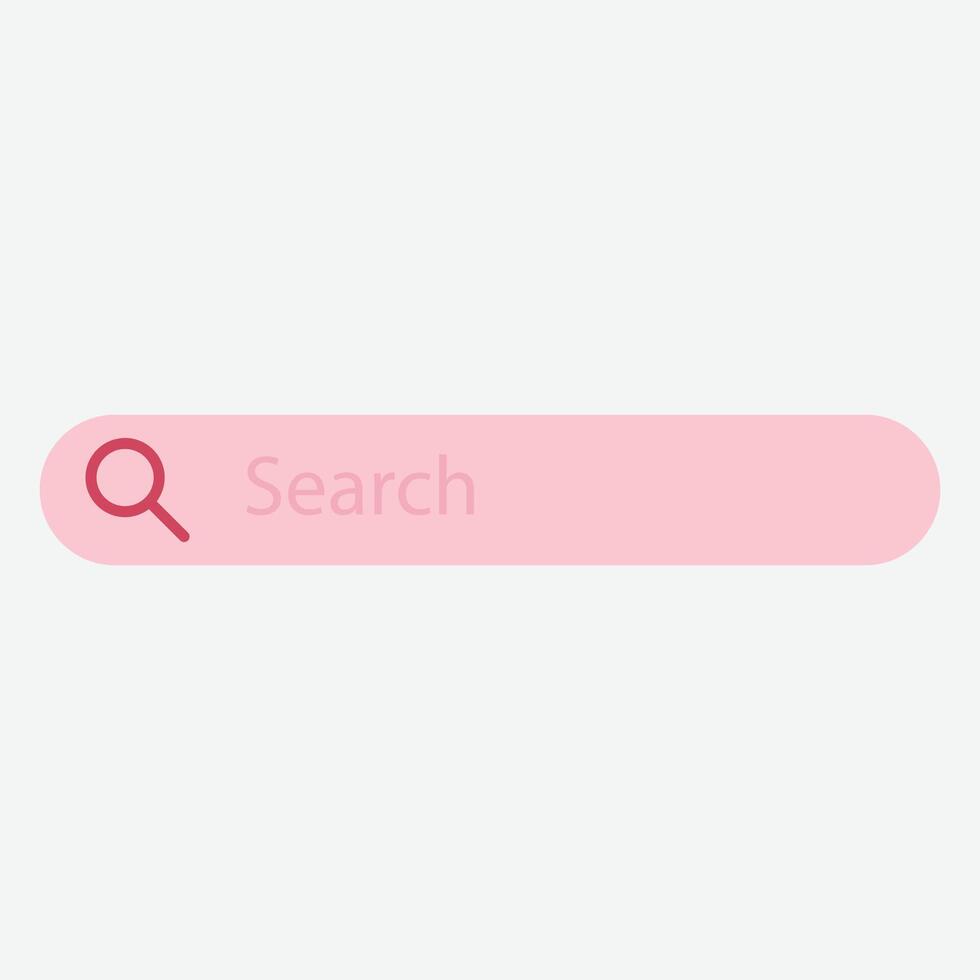 A pink search bar with a magnifying glass icon and the word Search vector