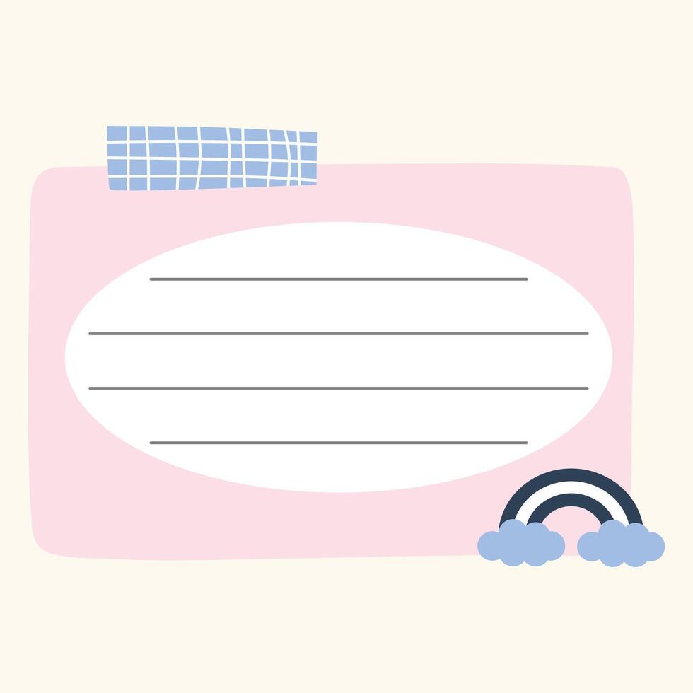 A note pad with a rainbow and a cloud vector