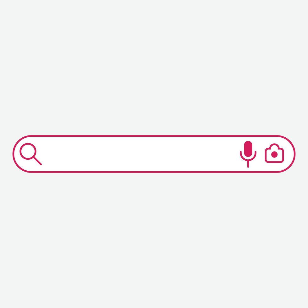 A graphic representation of a search bar with icons for voice and image search. vector