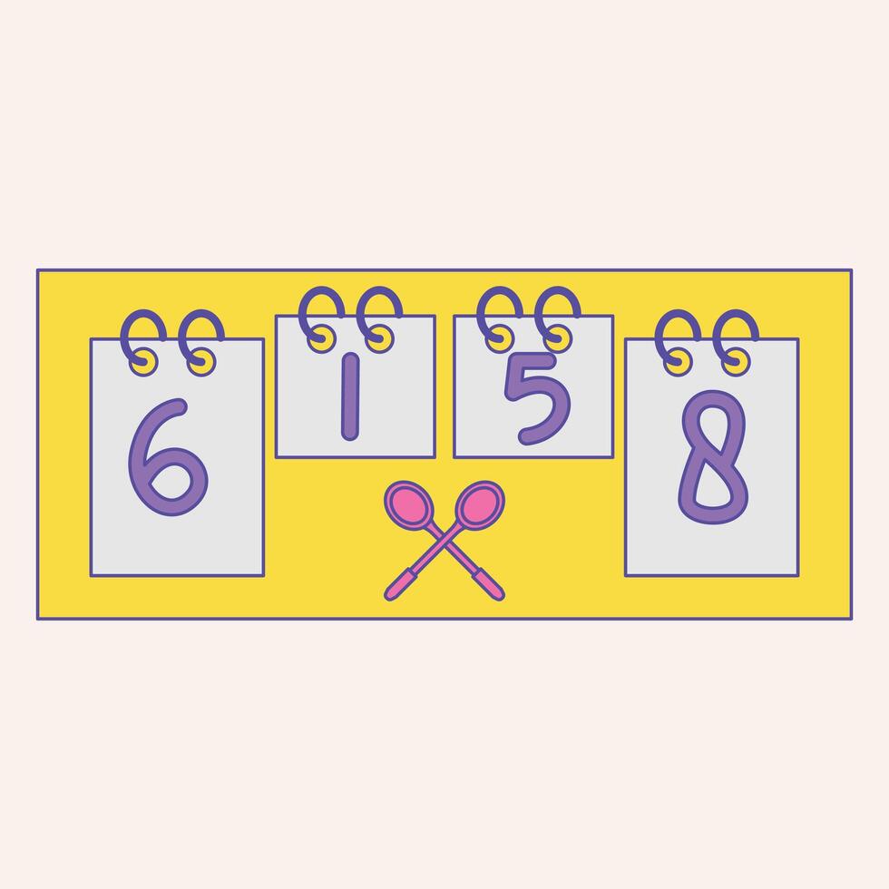 A colorful graphic featuring numbers and spoons, possibly representing a playful concept. vector