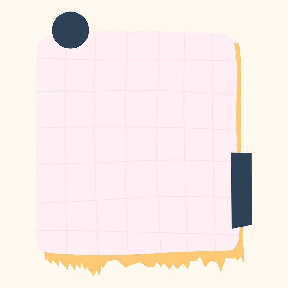 A minimalist graphic with a pink grid background and geometric shapes for note-taking. vector
