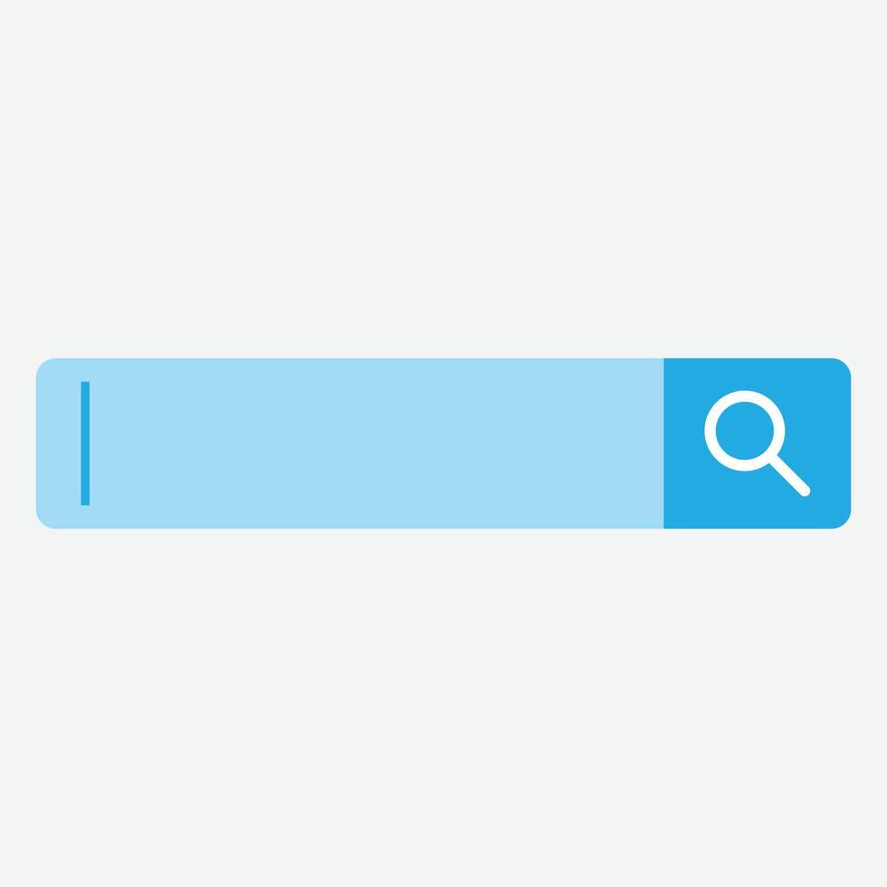 A blue button with a magnifying glass icon vector