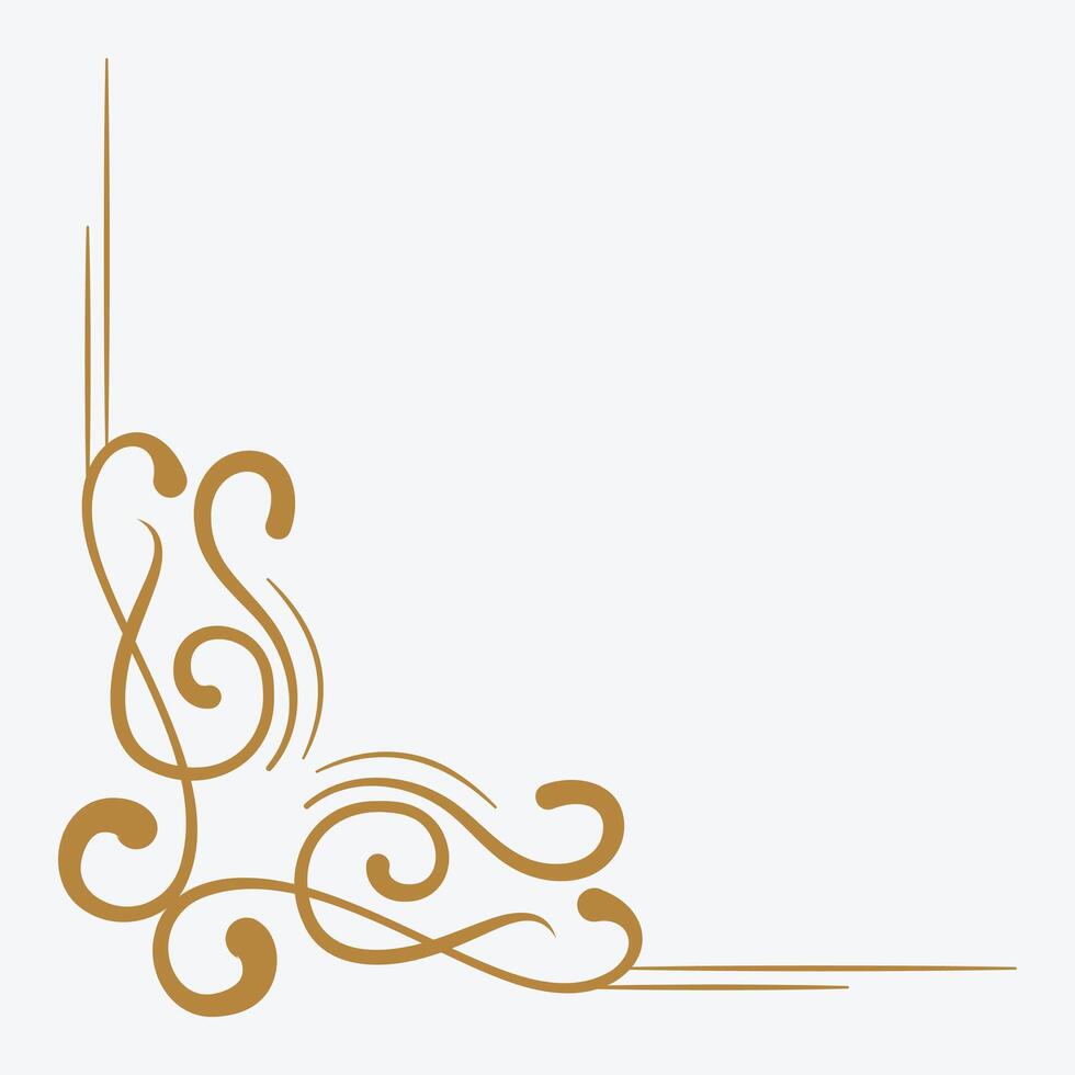 Ornate decorative corner design in gold tones, suitable for invitations or elegant layouts. vector