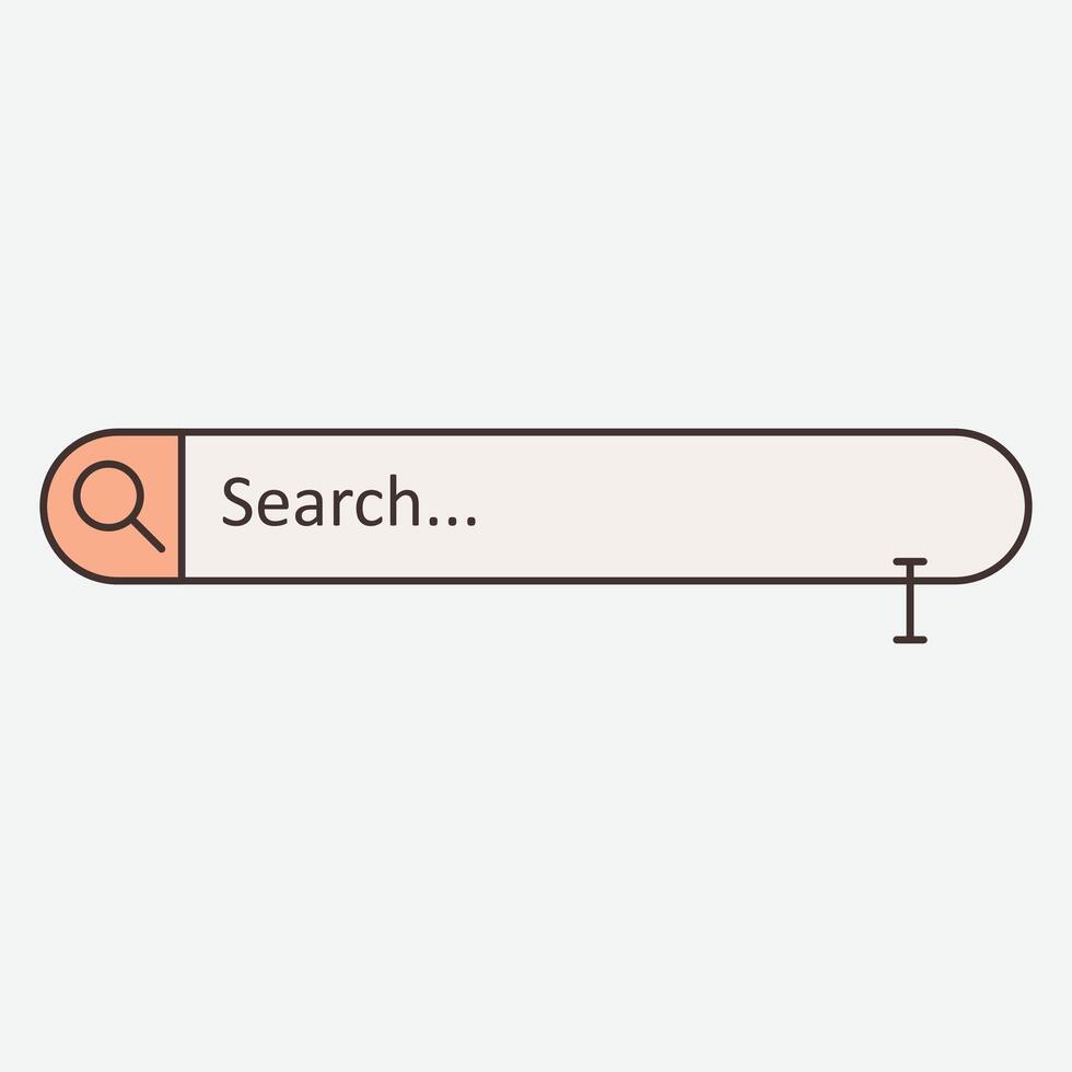 A simple search bar design with a magnifying glass icon and placeholder text. vector