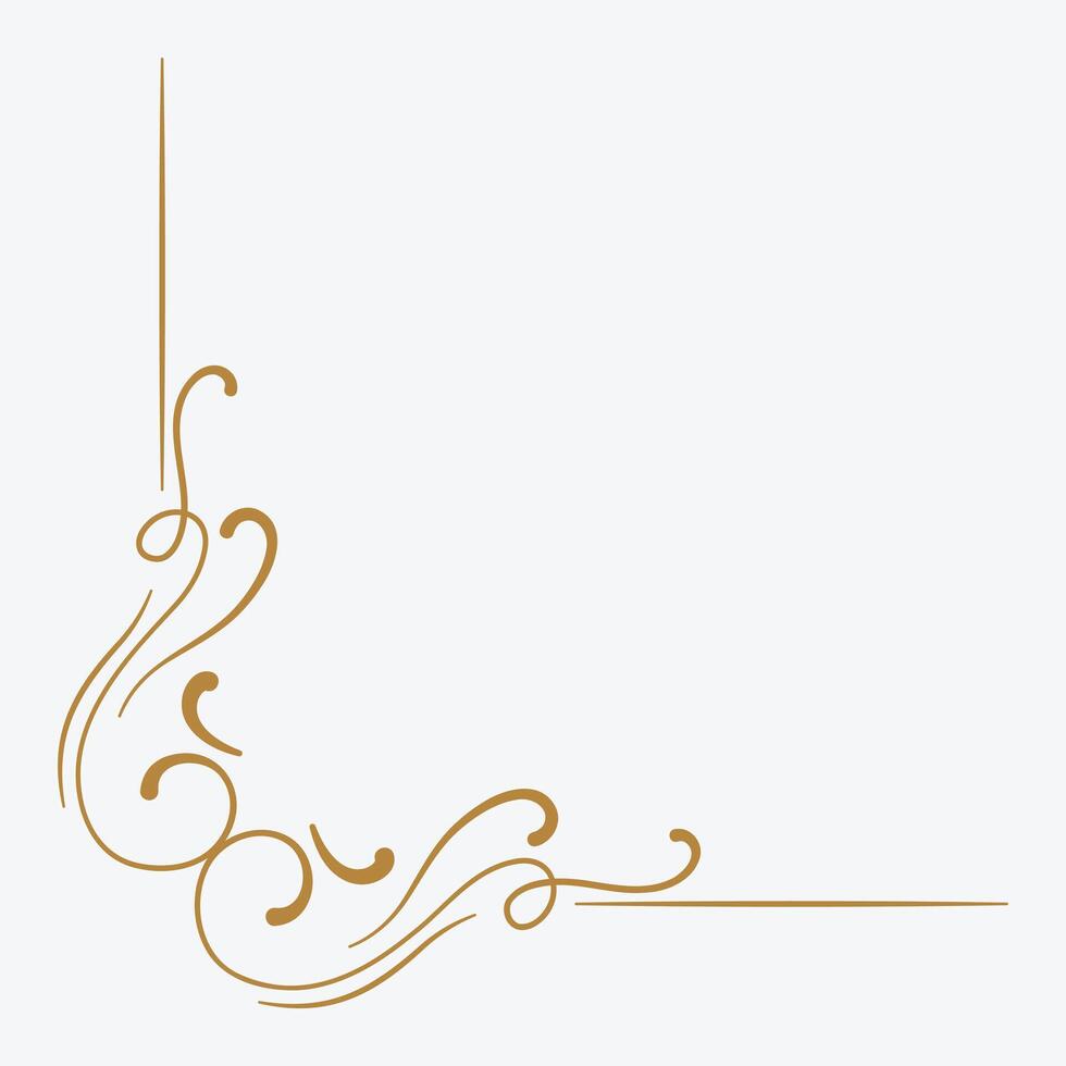 Ornamental corner design featuring elegant swirls and lines in a minimalist style. vector