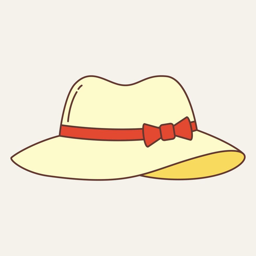 A stylish wide-brimmed hat with a red ribbon, perfect for sun protection and fashion. vector