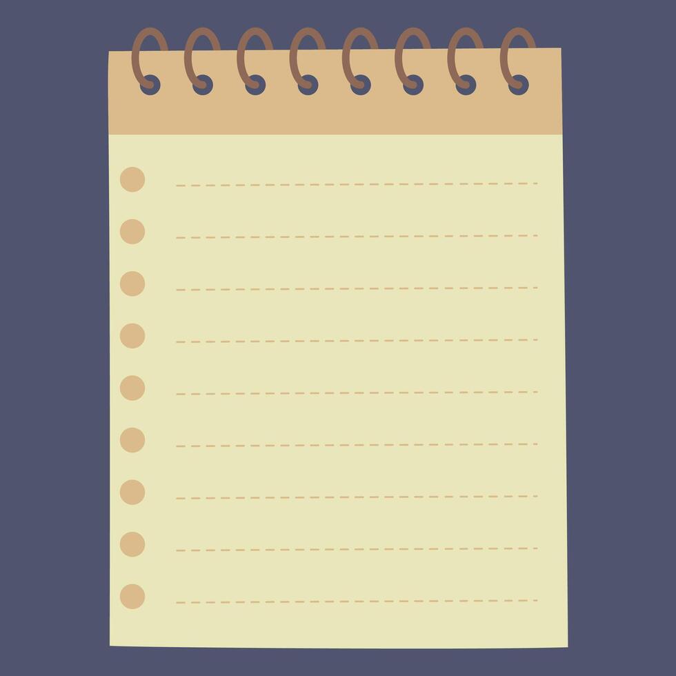 A blank notepad with a spiral binding, ready for notes or lists. vector