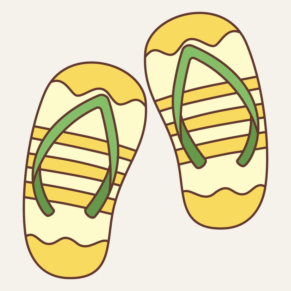 A pair of colorful flip-flops with a fun design, ideal for casual summer wear. vector