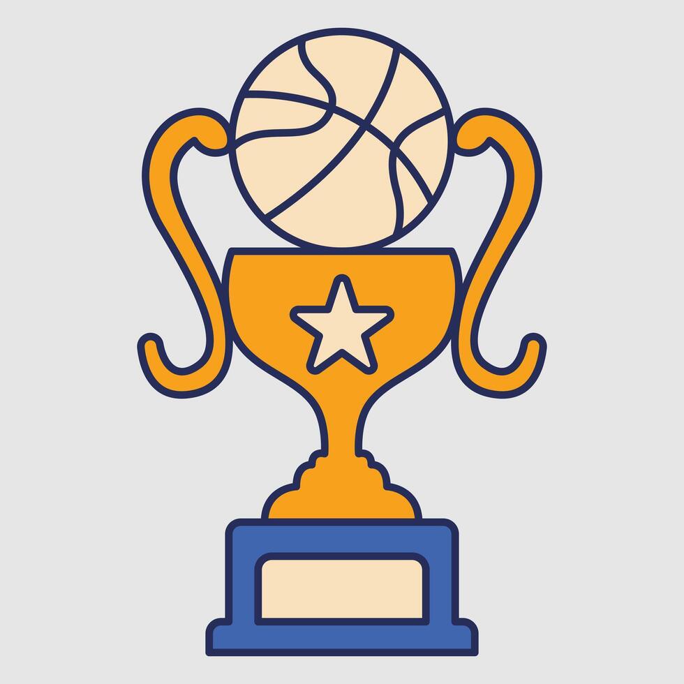 A trophy with a basketball on top, symbolizing sports achievement and competition. vector