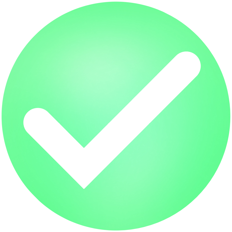 A green check mark in a circle illustration shape png