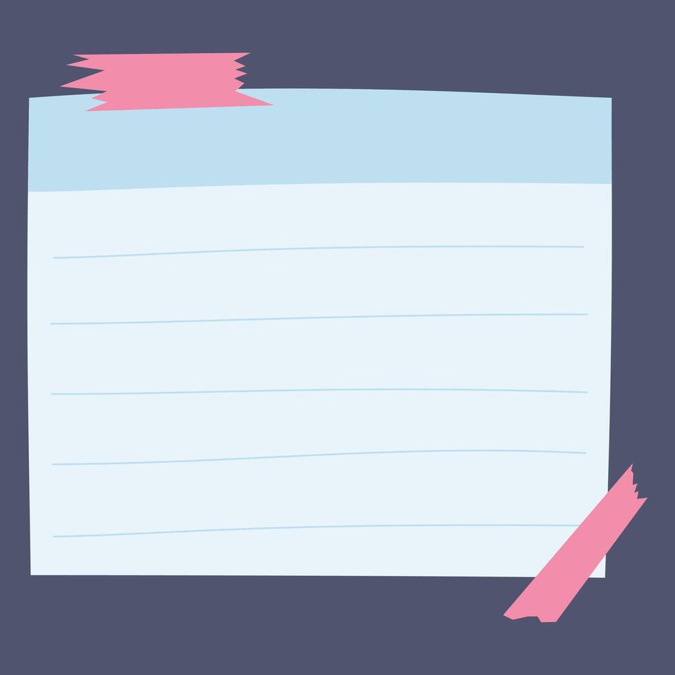 A blank note paper with decorative tape, ideal for writing or planning. vector