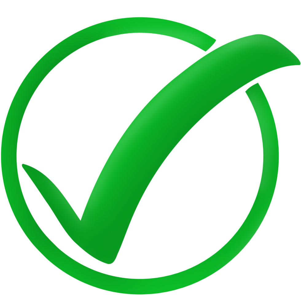 Green check mark icon on transparent background png