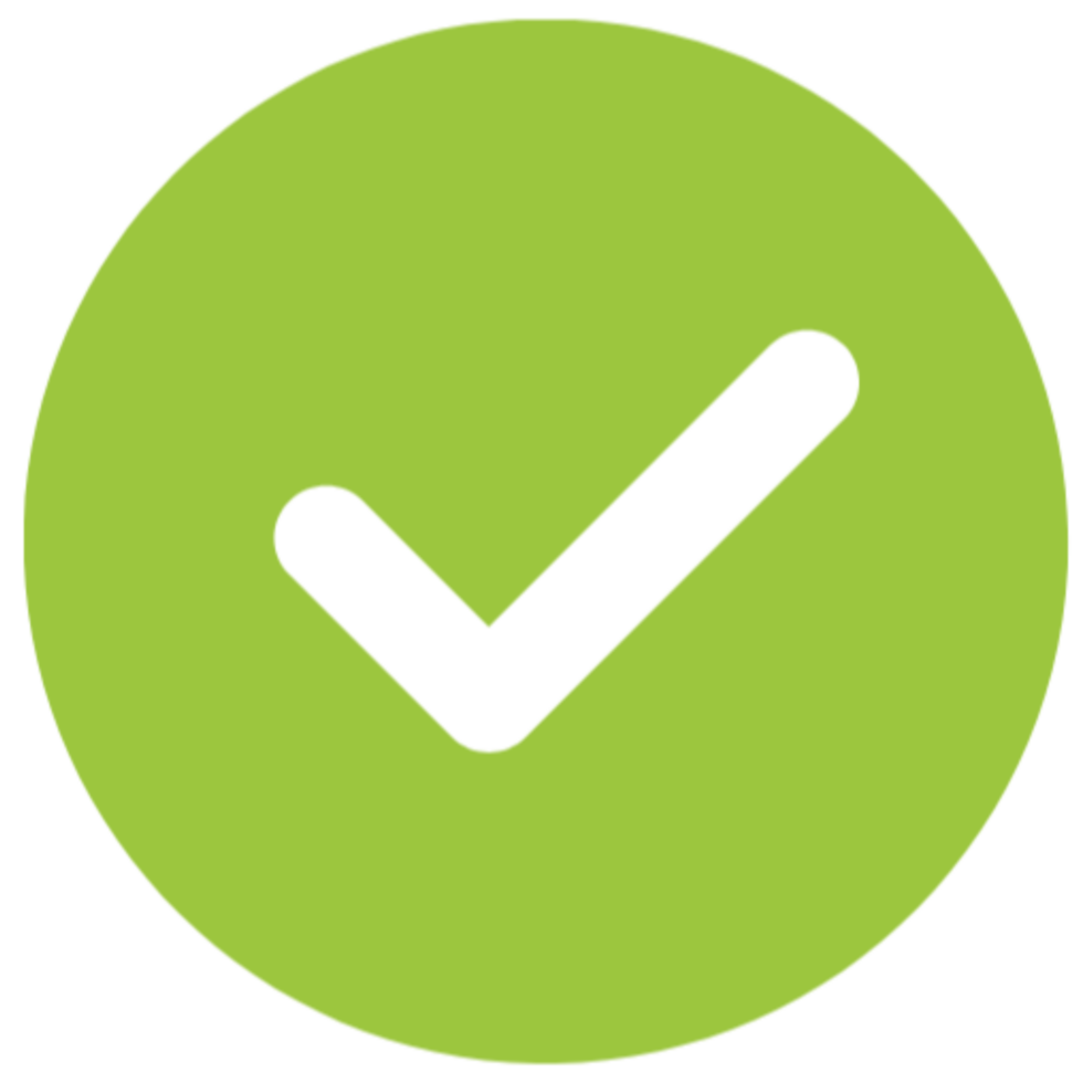 A green check mark in a circle shape png