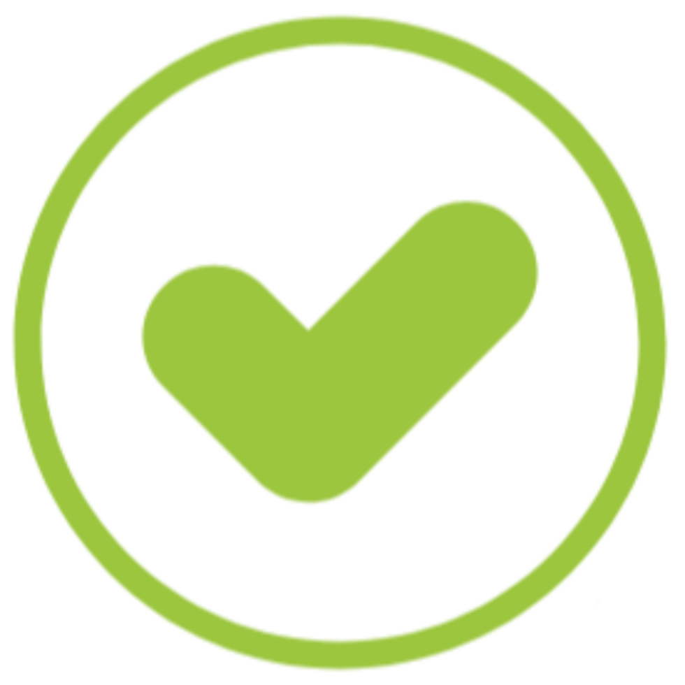 A flat green check mark in a circle png