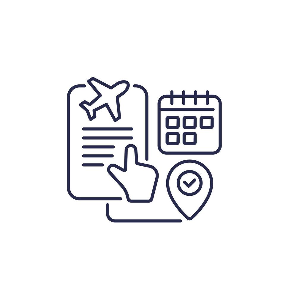 vacation planning icon, travel plan line vector