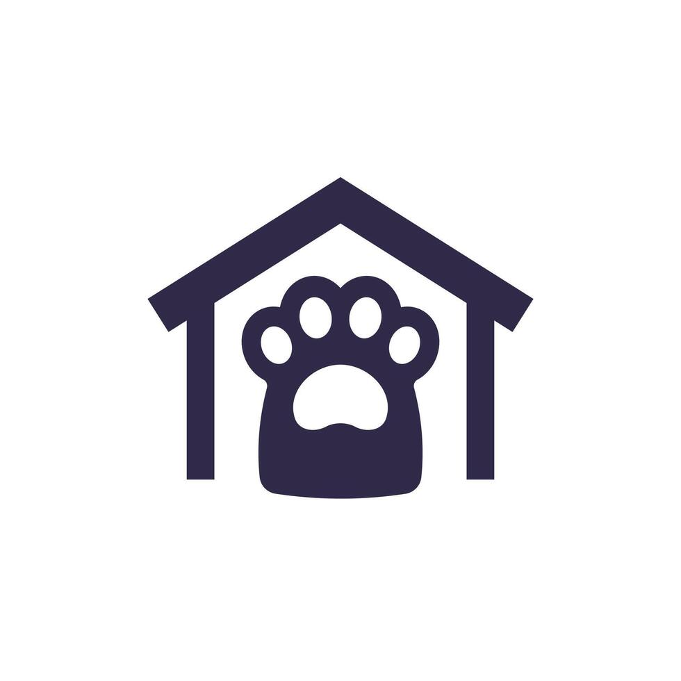 animal shelter icon with a paw and house vector