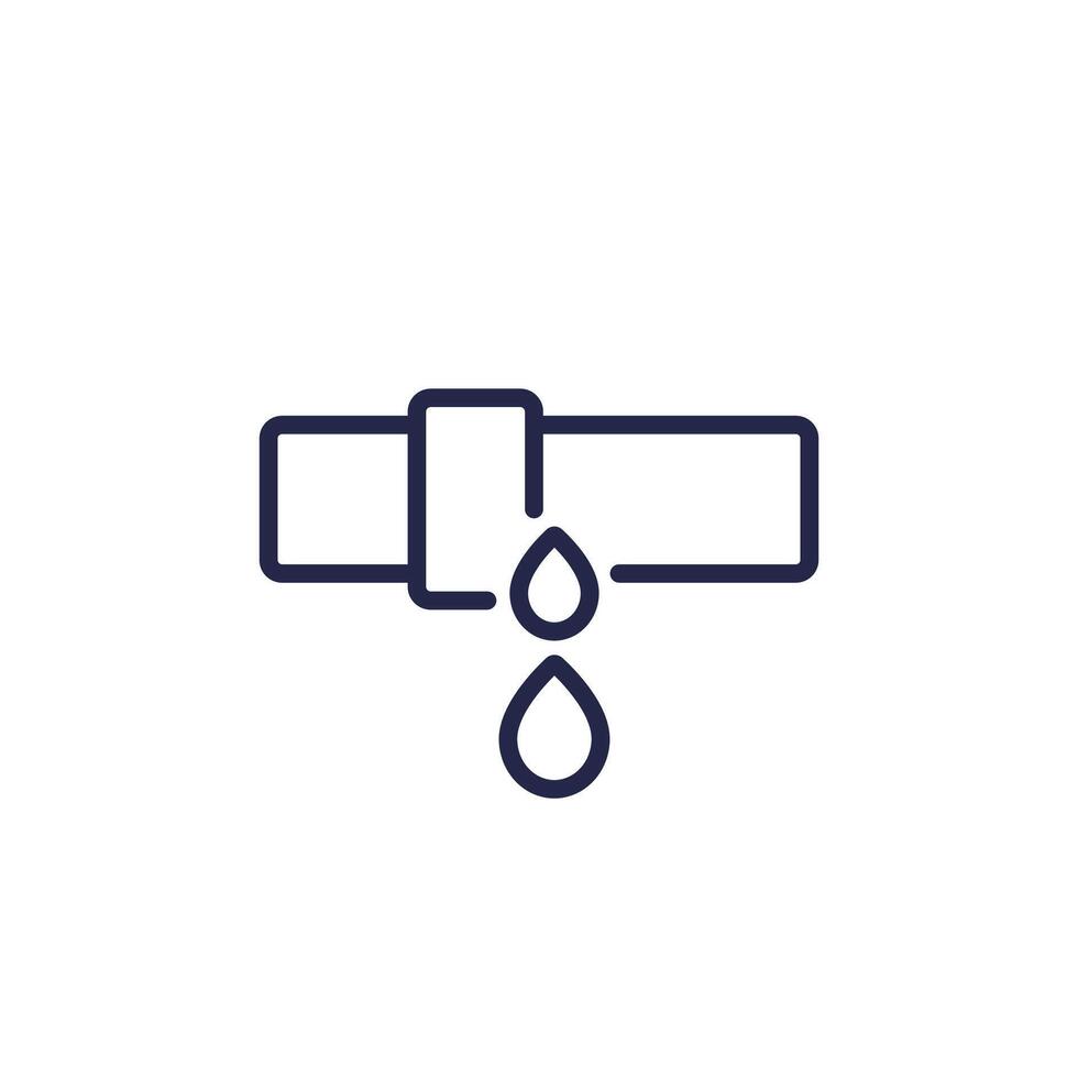 leaking pipe icon, line vector