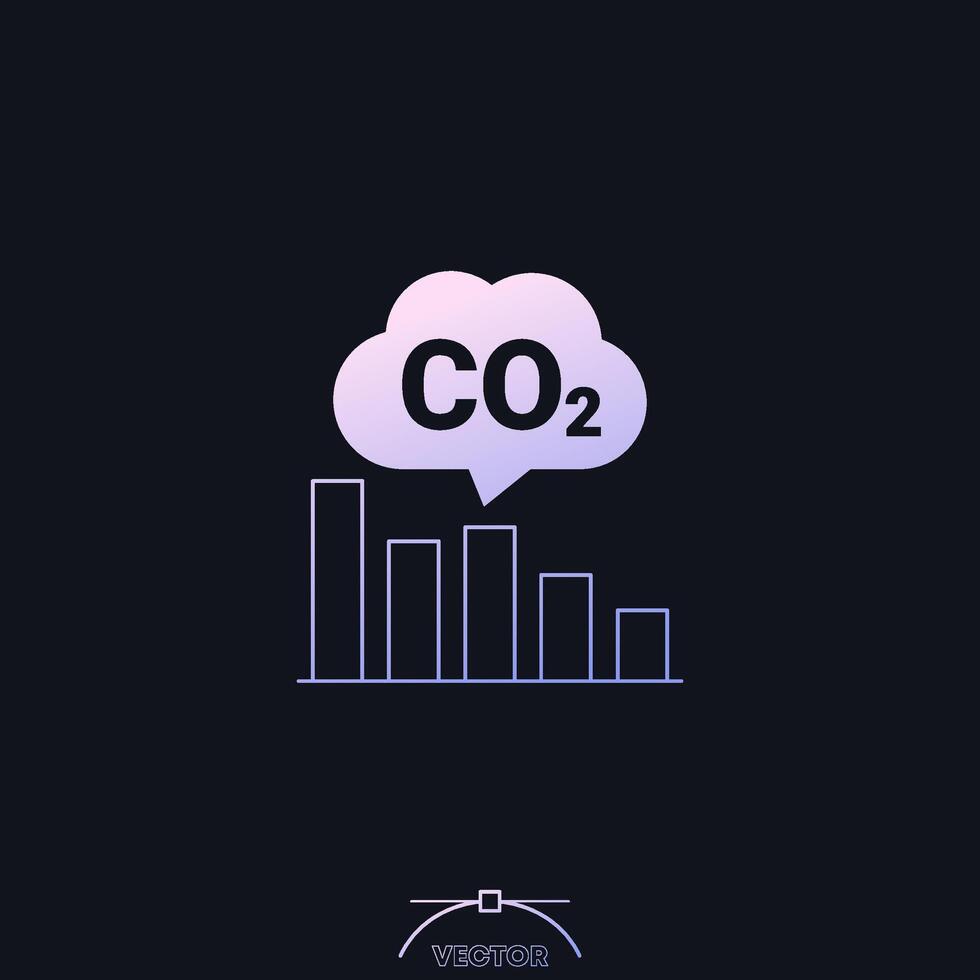 reduce carbon emissions icon with co2 chart vector