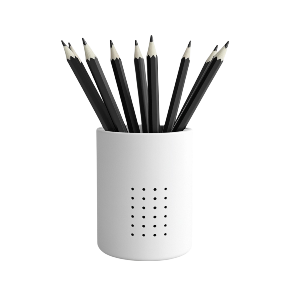 Pencils in a White Cup on Transparent Background. png