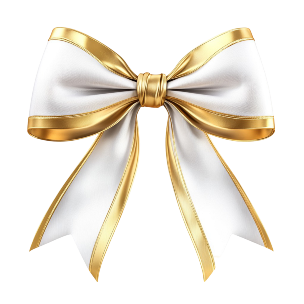 Golden Bow with Ribbon Transparent Background. png