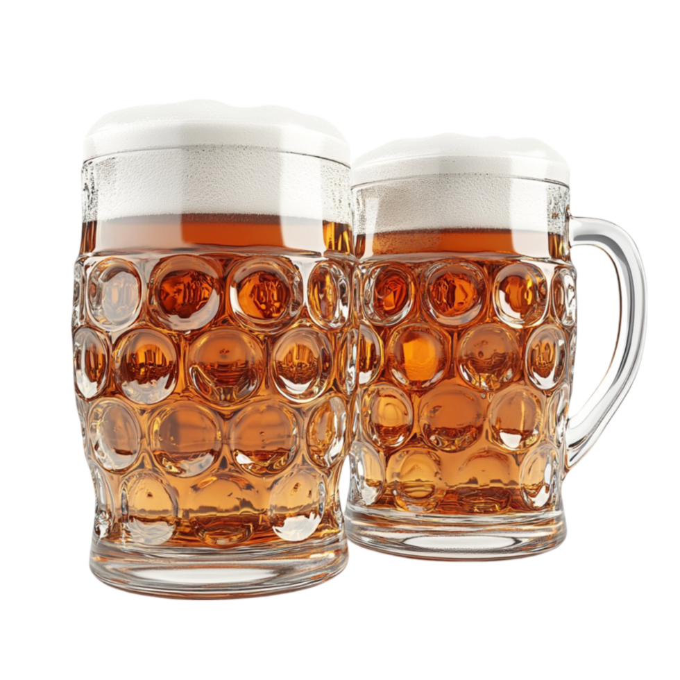 Two Mugs of Beer on a Transparent Background. png