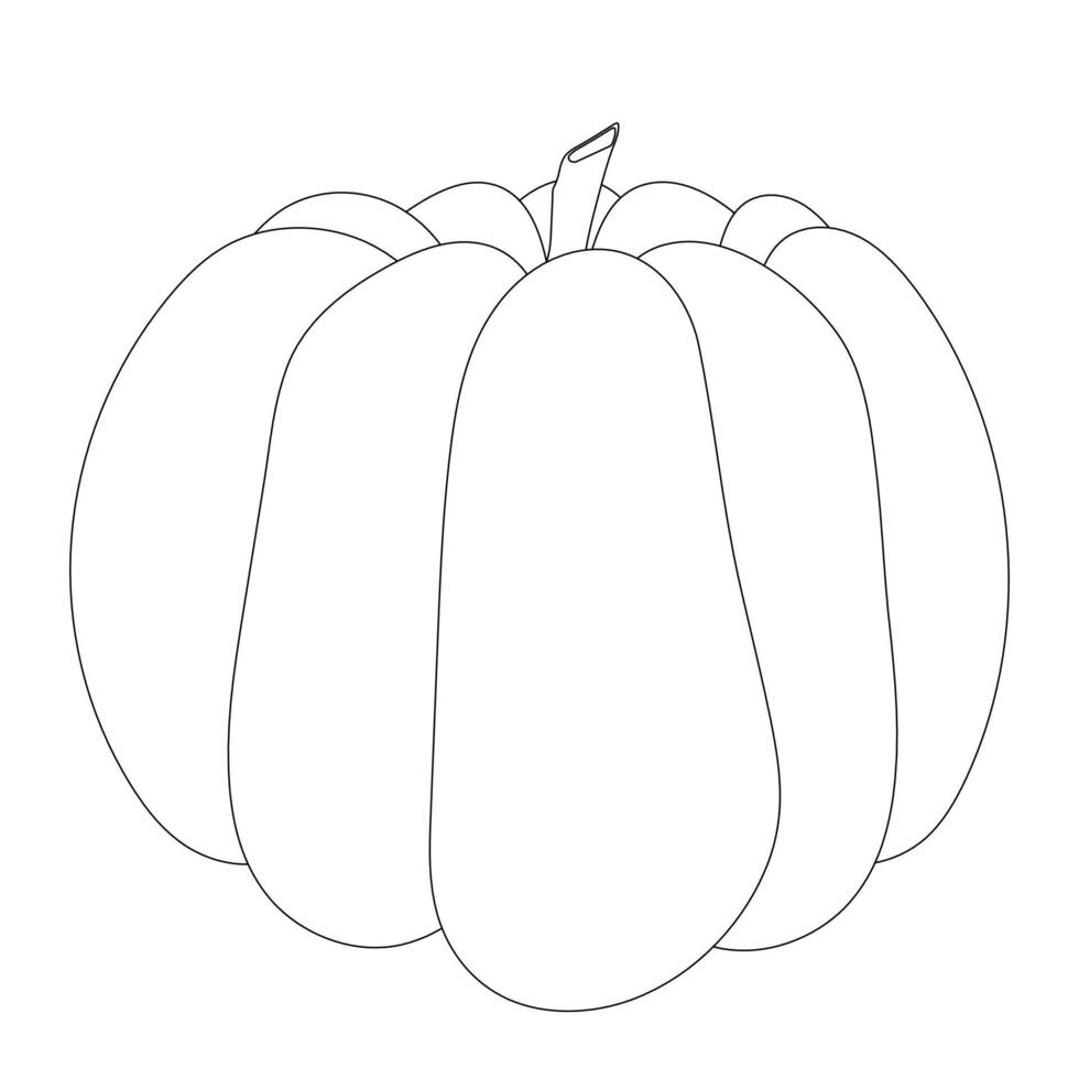 Simple black and white outline of a pumpkin, perfect for fall and autumn-themed coloring pages and seasonal activities. vector