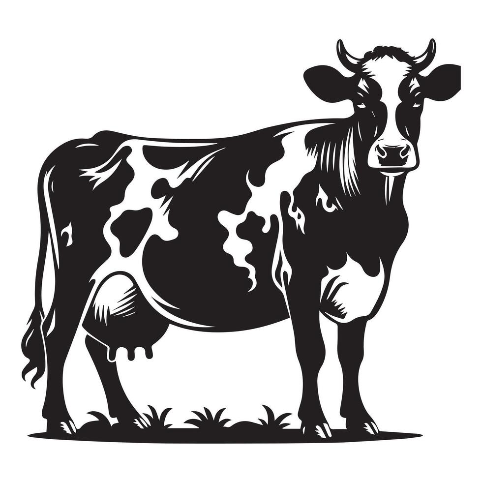 Cow black silhouette isolated on white background design vector