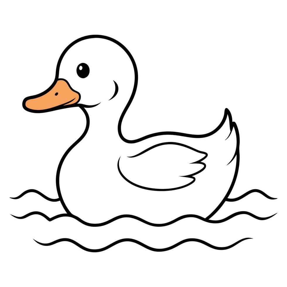 Rubber duck icon with line art on white background. vector