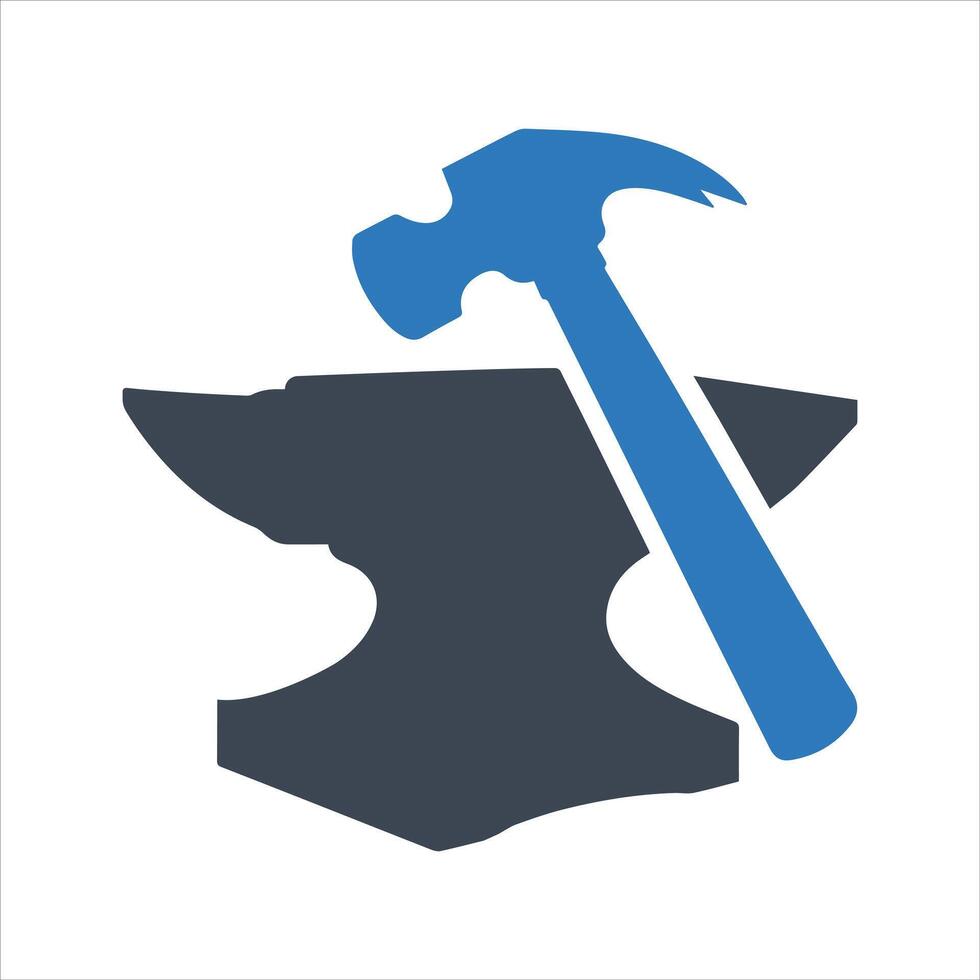 Anvil and hammer icon vector
