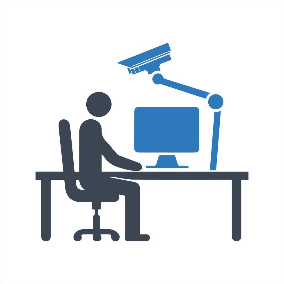 CCTV monitoring room icon. Surveillance room icon vector