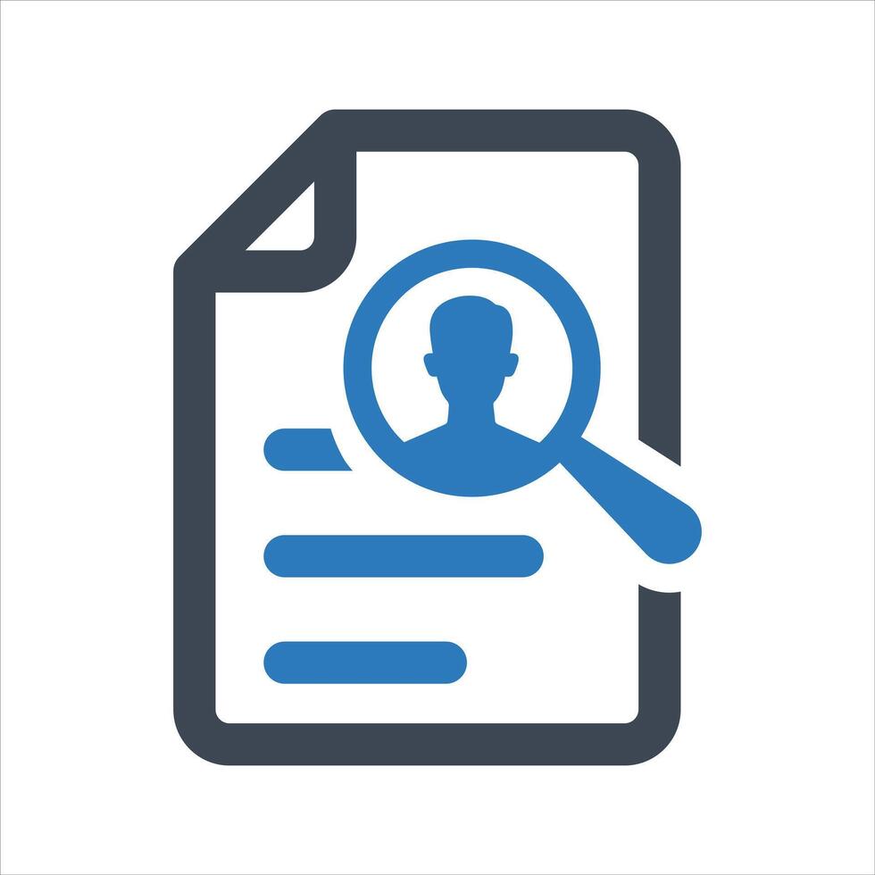Document search icon, search file icon vector