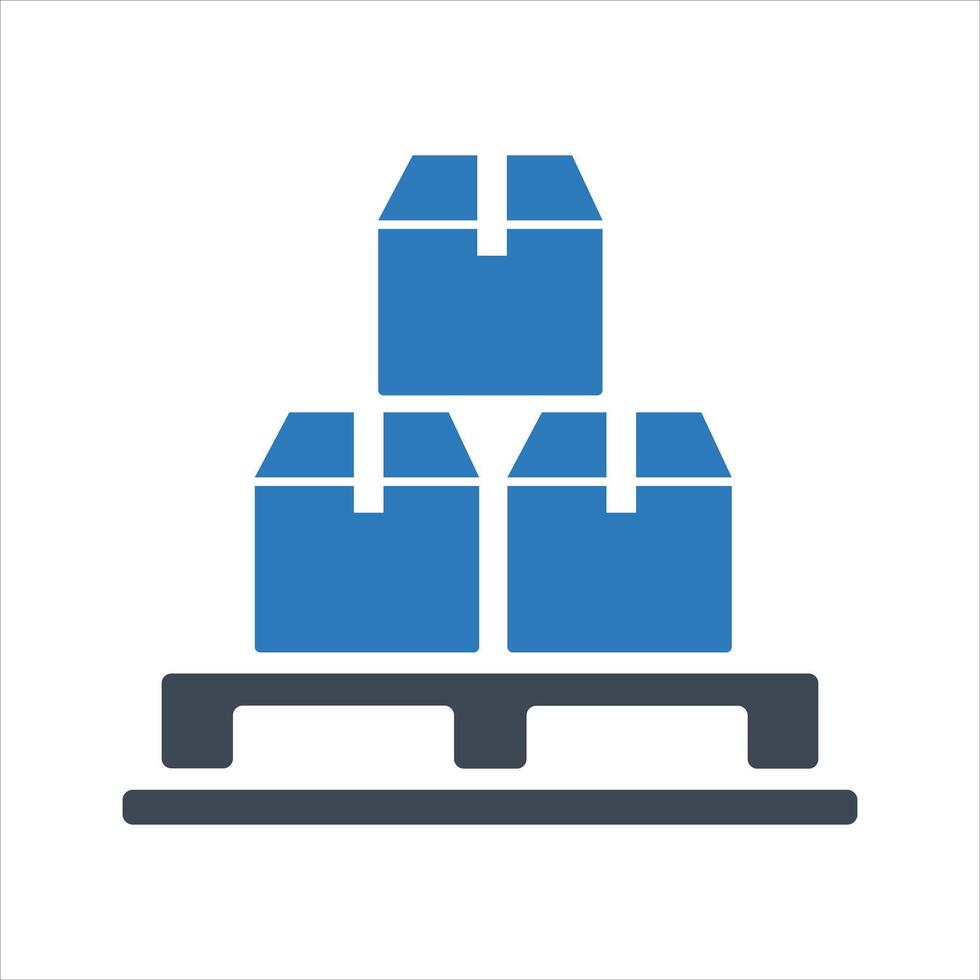 Pallet icon. Cardboard boxes on a wooden pallet icon vector