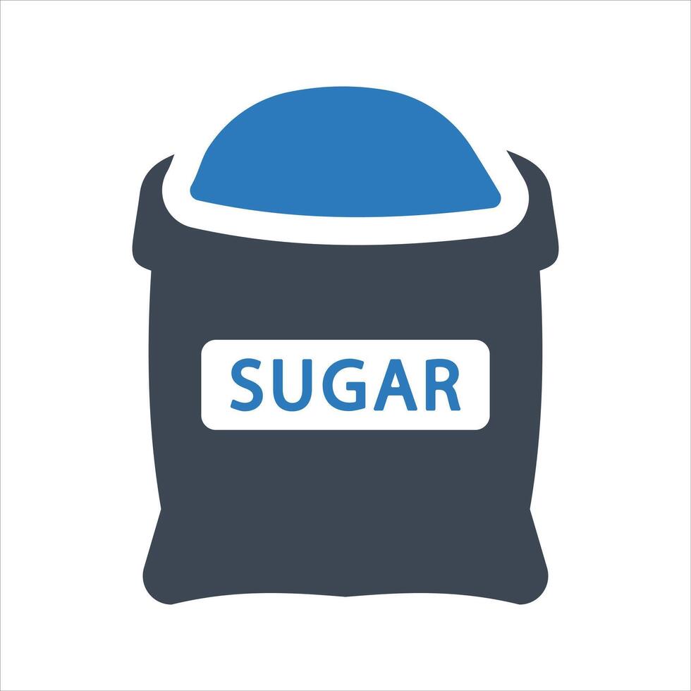 Sugar icon. Open sugar sack icon icon vector