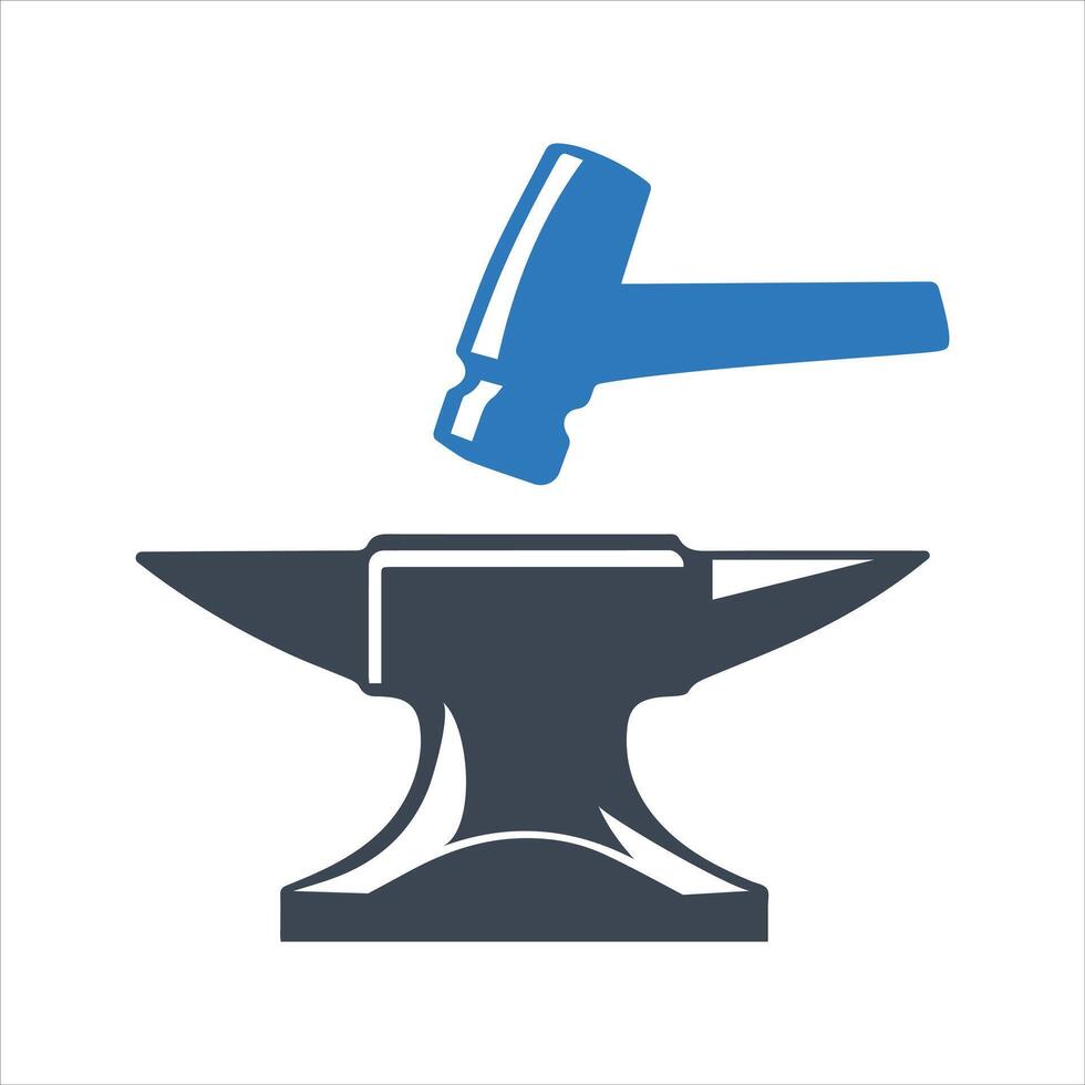 Blacksmith icon. Anvil and hammer icon vector