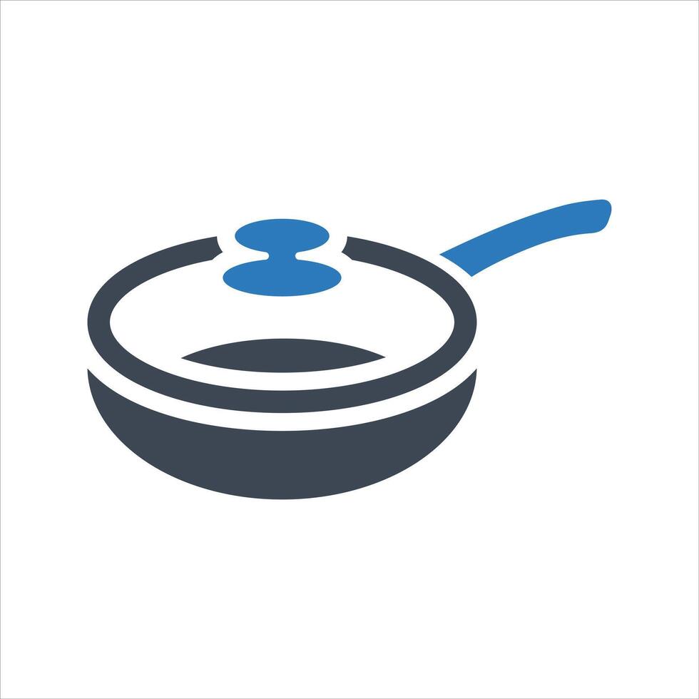 Frying pan icon. Non-stick frying pan with lid icon vector