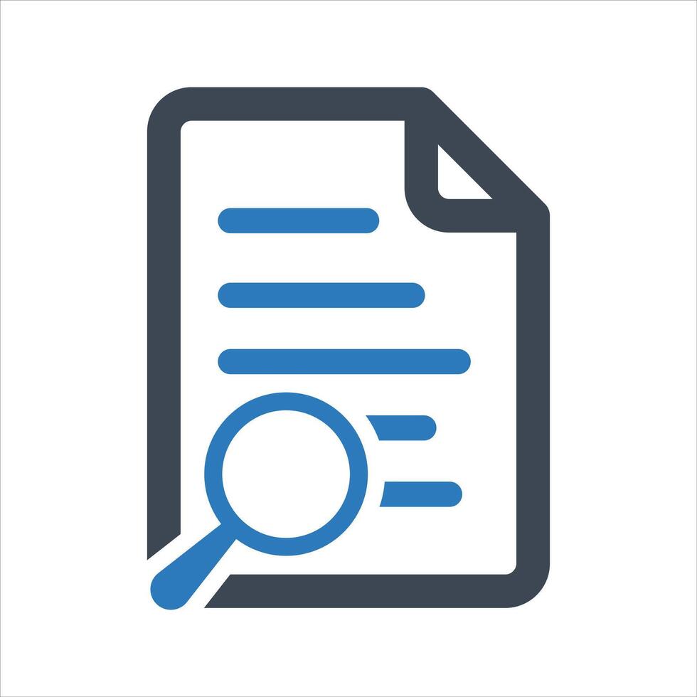 Document search icon. Search file icon vector