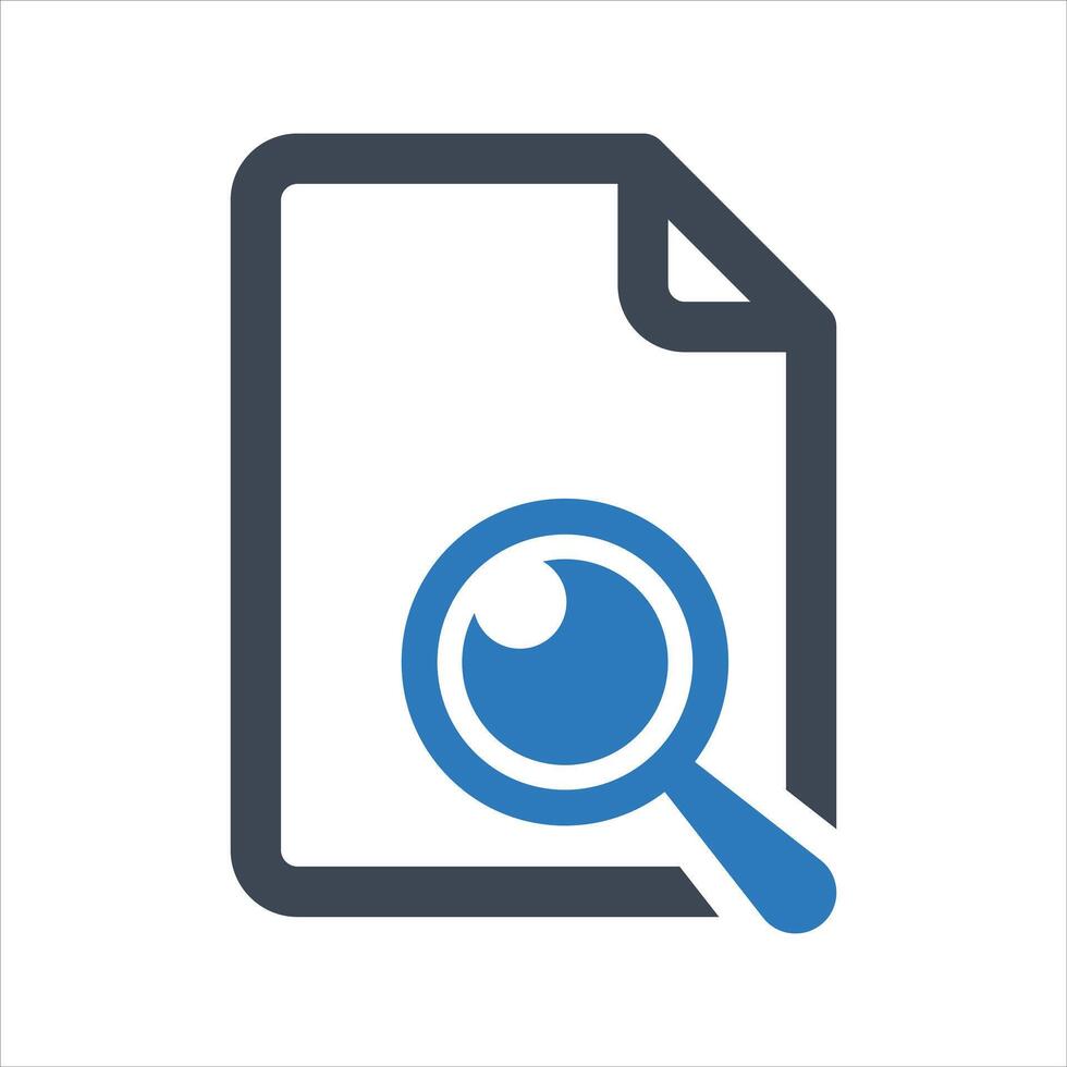 Document search icon, search file icon vector