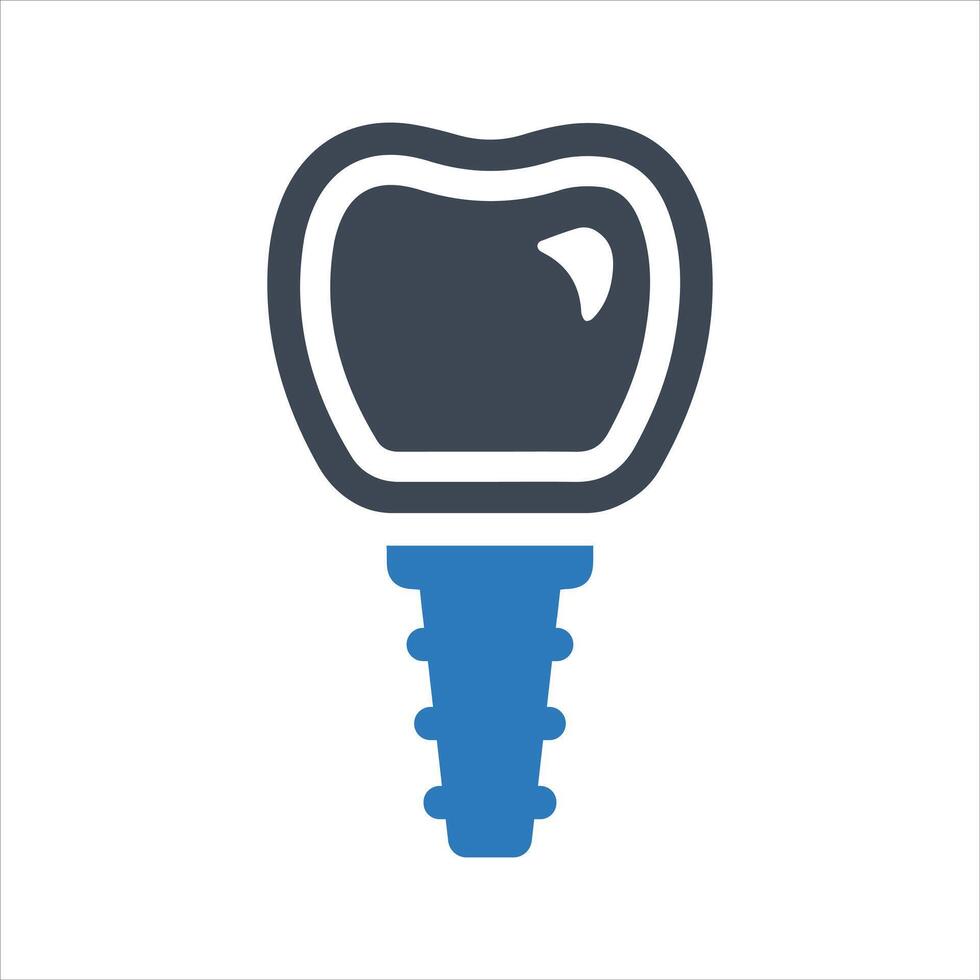 Dental implant icon. Replacement tooth. Dental crown icon vector