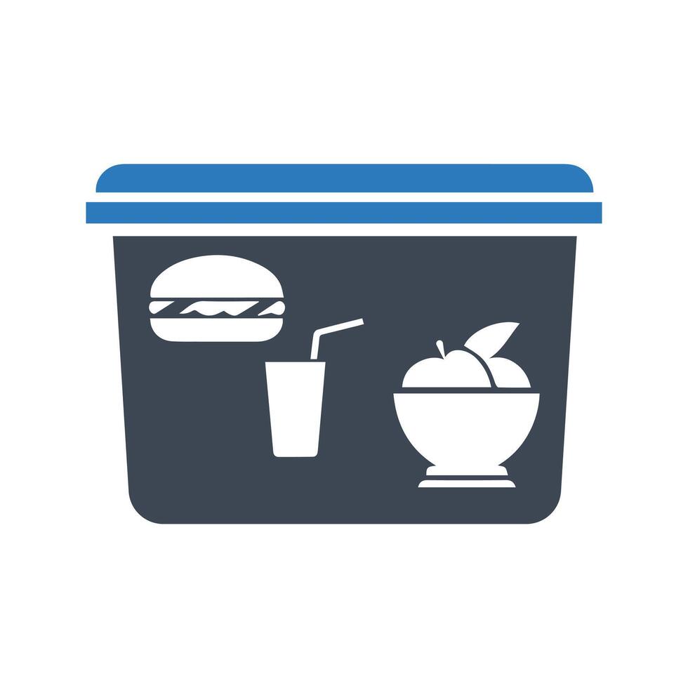 Lunch box icon. Lunch box with sandwich icon. Food container icon vector