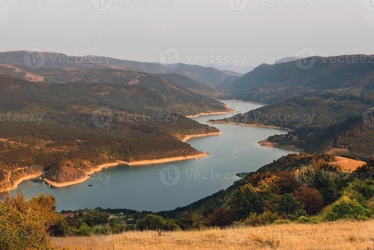 Mountains and Meanders of Zavoj Lake from Viewpoint photo