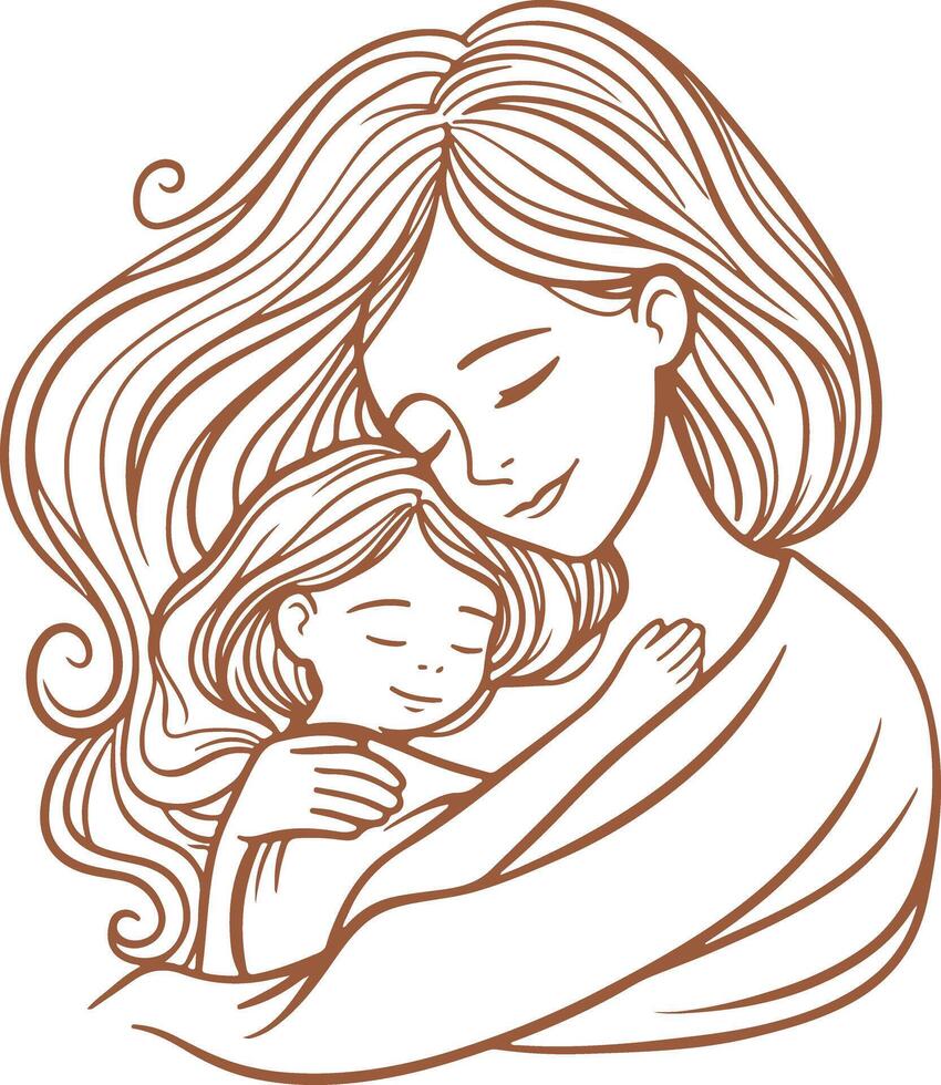 An icon of a mother and child hugging vector