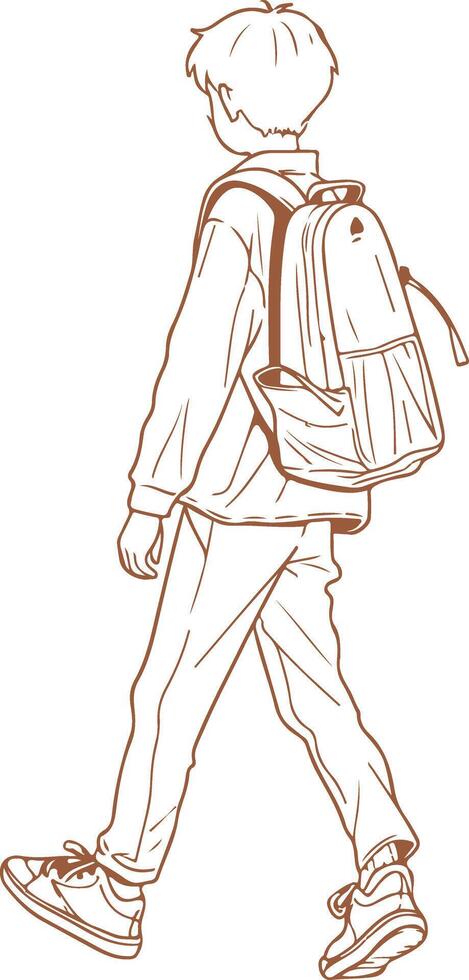 Vintage Full shot kid with backpack vector