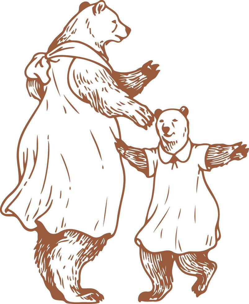 A mother bear and her cub dancing vector