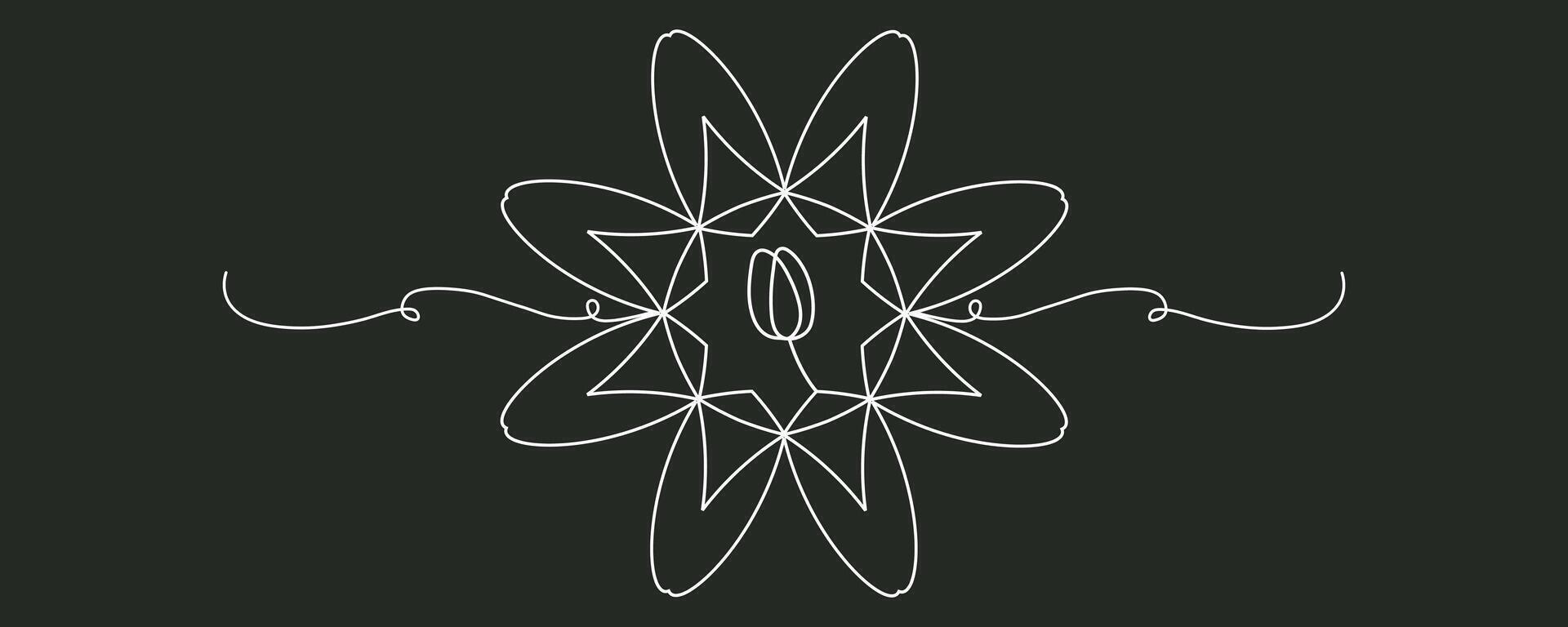 Tied ribbon bow hand drawing one line. Christmas and birthday presents are wrapped in a simple linear style. vector