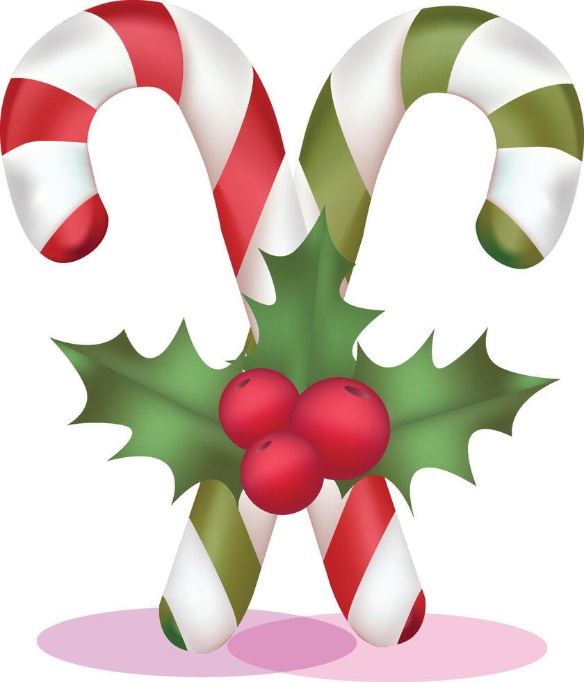 Classic Christmas Candy and Holly Design vector